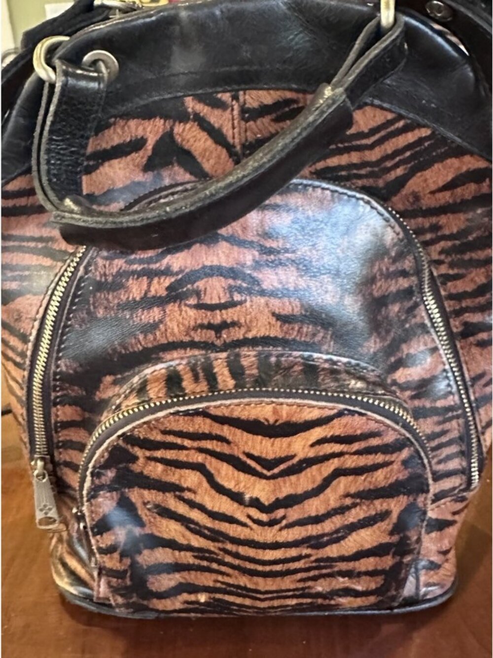 Patricia Nash Animal Print Convertible Leather Backpack ALENCON